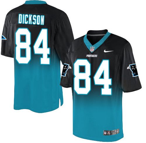 Nike Panthers #84 Ed Dickson Black/Blue Men's Stitched NFL Elite Fadeaway Fashion Jersey - Click Image to Close
